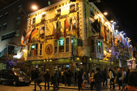 Temple bar in Dublin at night