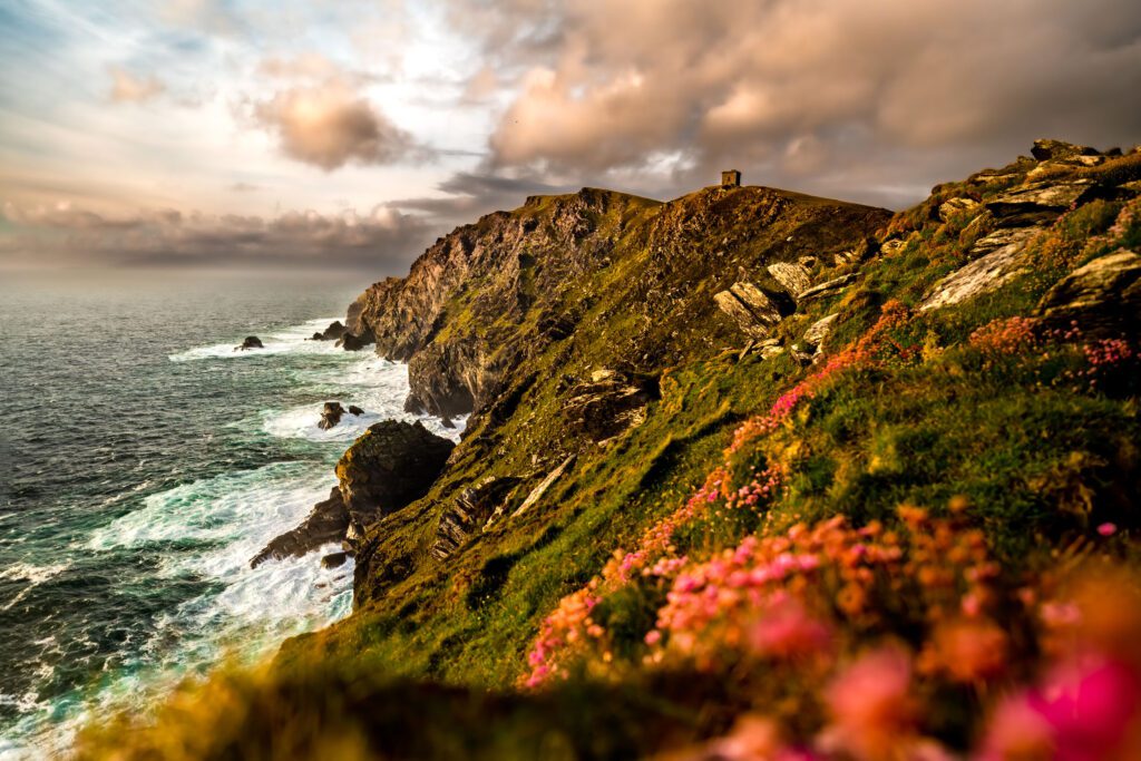 The vibrant colors of a sunset over Brey Head. Kerry photography adventure