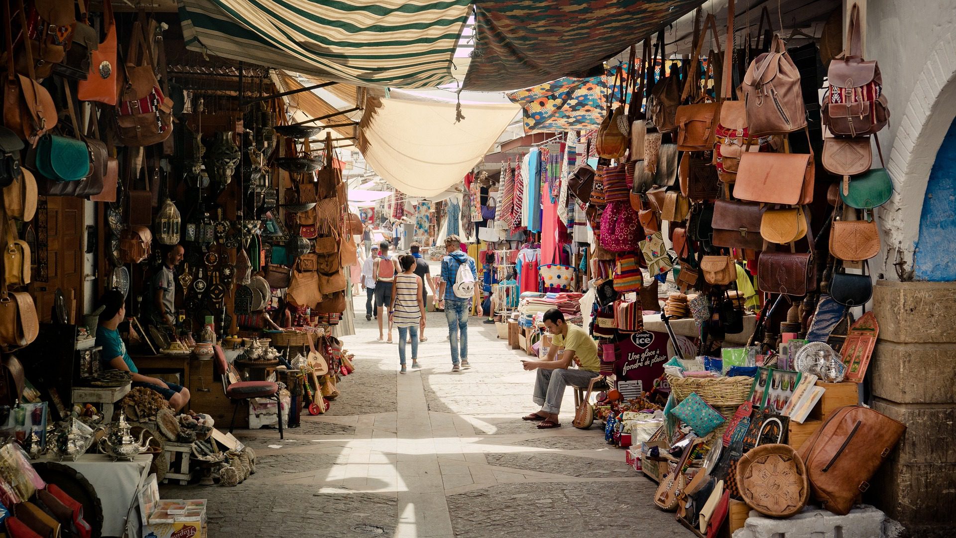 A souk in Morocco, like those you can visit with Wild N Happy