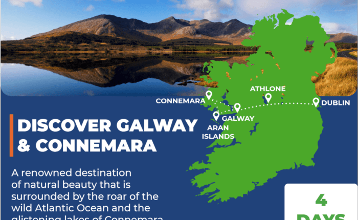 Tour map of Discover Galway & Connemara 4 Day Tour.